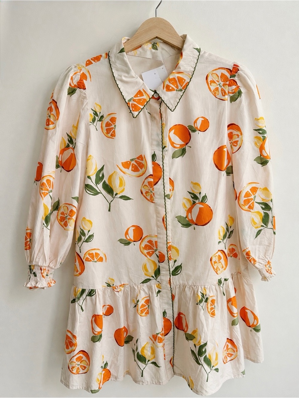 Laroque Orange Print Ruffle Hem Mini Dress - Medium